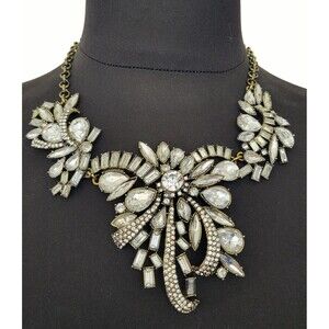 J. Crew Faux Diamonds Rhinestones Crystals Baguettes Vintage Statement Necklace